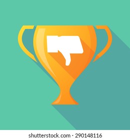 Illustration of a trophy icon with a thumb down hand