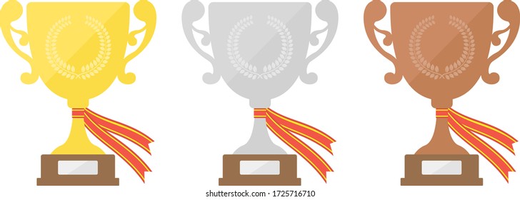 Illustration of trophy with ribbon.