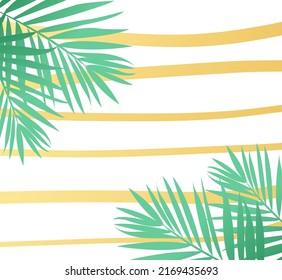 Illustration with tropic leaves on a thick white background