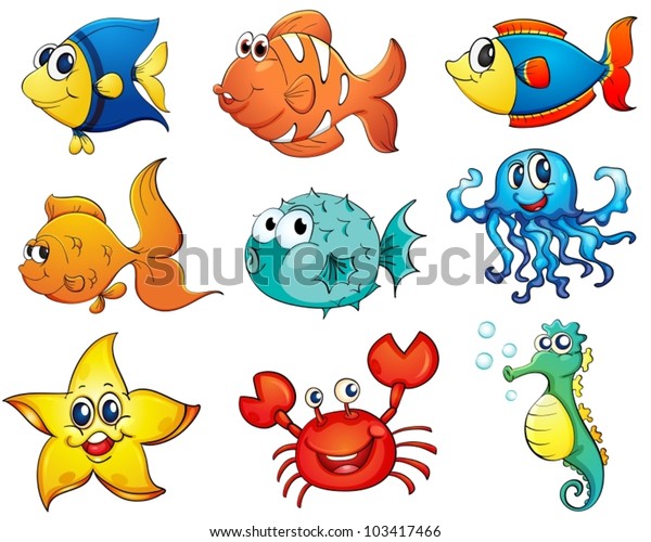 Illustration Tropical Fish Collection Stock Vector (Royalty Free) 103417466