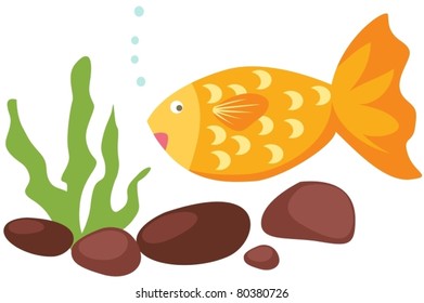 illustration of a tropical fish and coral