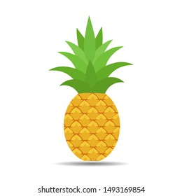 Illustration of tropical fruit pineapple with shadow on a white background.