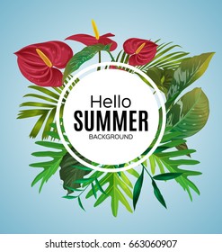 Illustration of  tropical leaf card
