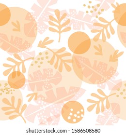 Illustration with a tropical leaves seamless pattern on a white background