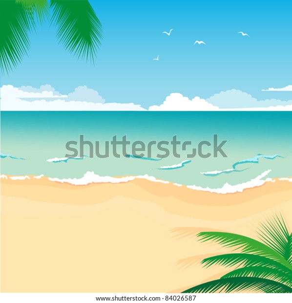 Illustration Tropical Sea Beach Summer Design Stock Vector (Royalty ...