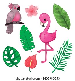 Illustration of tropical summer set