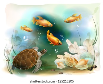 illustration of the tropical underwater world