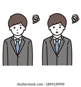 Illustration of a troubled face businessman