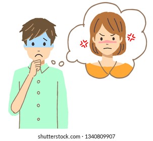 Illustration of a troubled man