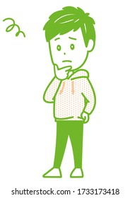 It is an illustration of a troubled man. Vector image.