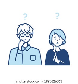 Illustration of a troubled man and woman. vector.