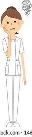 It is an illustration of a troubled nurse.
