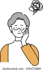 Illustration of a troubled senior woman