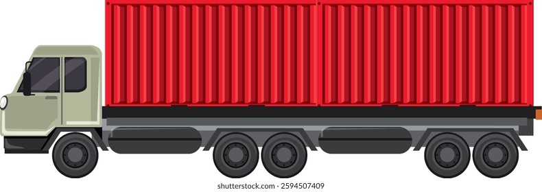 Illustration of a truck carrying a red container