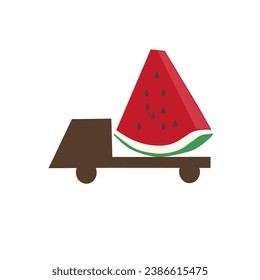 illustration of a truck carrying watermelons 