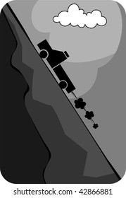 Illustration of a truck climbing though mountain	