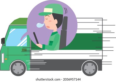 Illustration of a truck driver dozing off