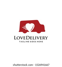 Illustration of truck logo vector sign with a heart sign over there