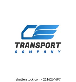 Illustration truck Transport with wings Company logo design vector