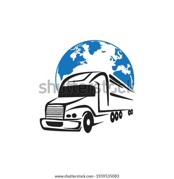 Illustration Truck Transportation Sign Globe Logo Stock Vector (Royalty ...