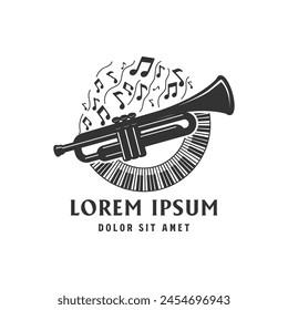 Illustration Trumpet Horn and Piano Organ with Music Note for Sing Song Jazz