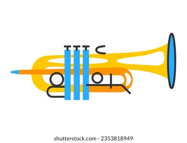 Illustration of trumpet. Jazz musical instrument.