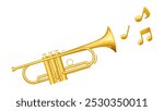 Illustration of a trumpet playing and musical notes coming out