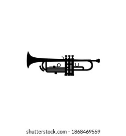 Illustration trumpet silhouette musical instrument jazz hunter equipment logo design vector 