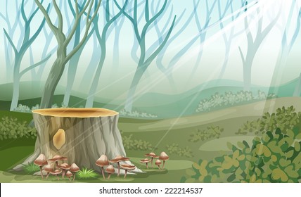 Illustration of a trunk at the forest