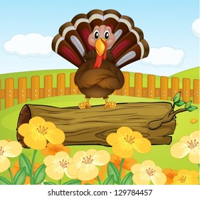 Illustration of a trunk with turkey inside the fence