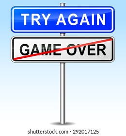 illustration of try again road sign direction
