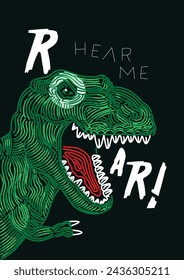 Illustration eines T-Shirts oder Plakatwand mit der Botschaft "Hear me Roar".