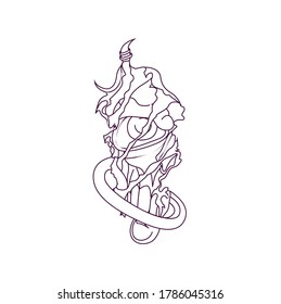 illustration for t-shirt design with one and half eyed skull theme