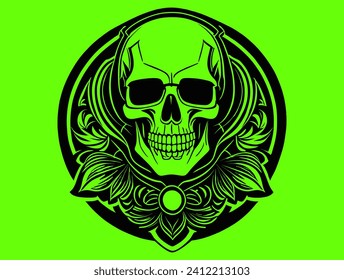 Illustration t-shirt design skull ornament premium vector design