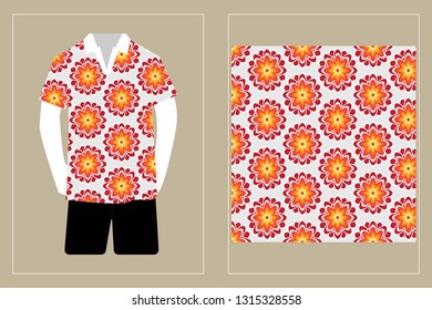 Illustration of T-Shirt Design Template with Geometric ethnic pattern traditional.