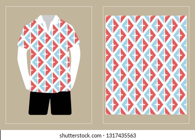 Illustration of T-Shirt Design Template with Geometric ethnic pattern traditional.