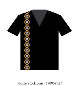 Illustration of T-Shirt Design Template with Geometric ethnic pattern traditional.