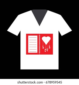 Illustration of T-Shirt Design Template with Happy Valentine's Day Greeting Card.
