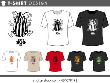 Illustration of T-Shirt Design Template with Insect or Bug