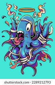 illustration t-shirt design vector, animal and monster head