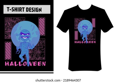 Illustration T-Shirt-Design, Vektorgrafik für Halloween Party und Merchandise, Mama-Illustration, Horror. mit Straßenkleidung und Cyber-Punk-Farben