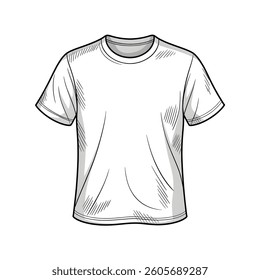 illustration of a T-shirt in a vector style, designed as a coloring page.