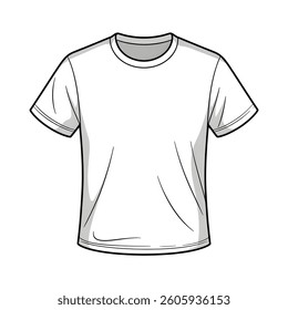 illustration of a T-shirt in a vector style, designed as a coloring page.