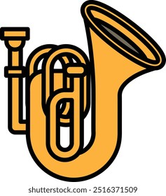 Illustration of a tuba musical instrument in line drawing style.