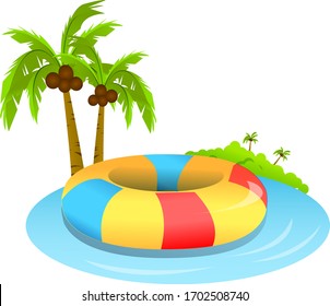 Illustration of tube with palm,grass, water, with white background vector