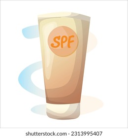 Illustration of a tube of sunscreen on a white background. cartoon style. spf icon concept isolated . flat cartoon style svg