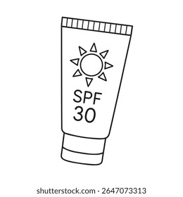 Illustration of a tube of sunscreen with SPF 30