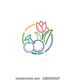 Illustration of a tulip and berries