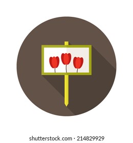 Illustration of Tulip flowers sign flat icon