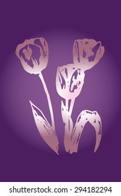 Illustration of tulips on a violet background